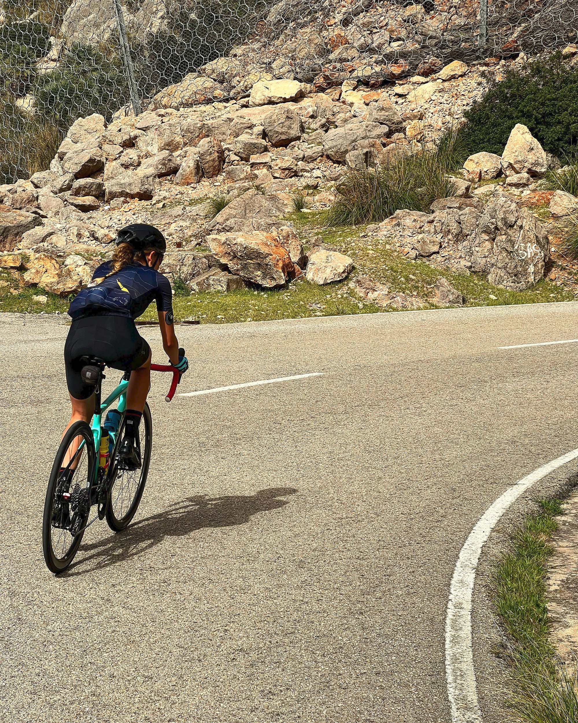 Megan riding in Mallorca using Supersapiens